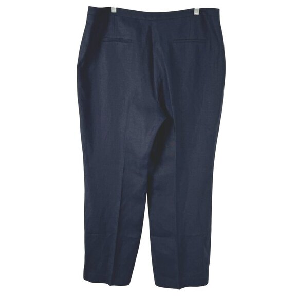 Talbots Curvy Linen Pants Size 16 Navy Blue Solid Office Work Career PT-2345 - Picture 4 of 7